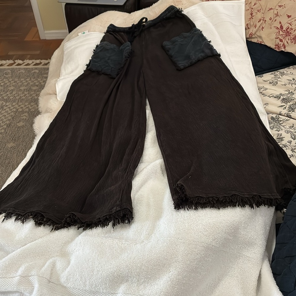 Free People Movement great gauzy like wide leg palazzo pants w/ big pockets - Picture 6 of 16